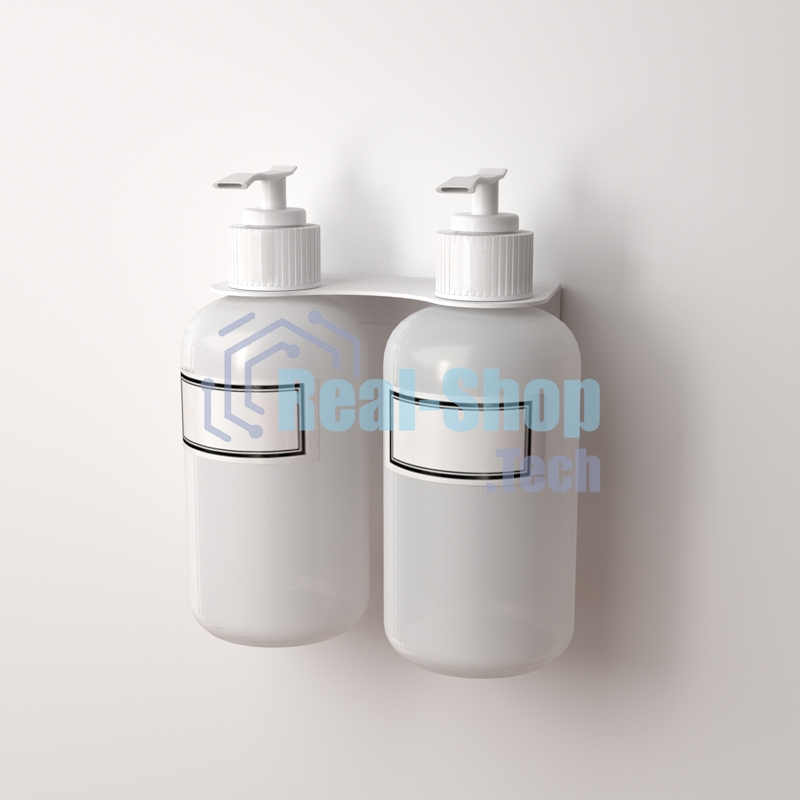 Держатель дозатора для жидкого мыла и шампуней Rexant на 2 флакона настенный, белый