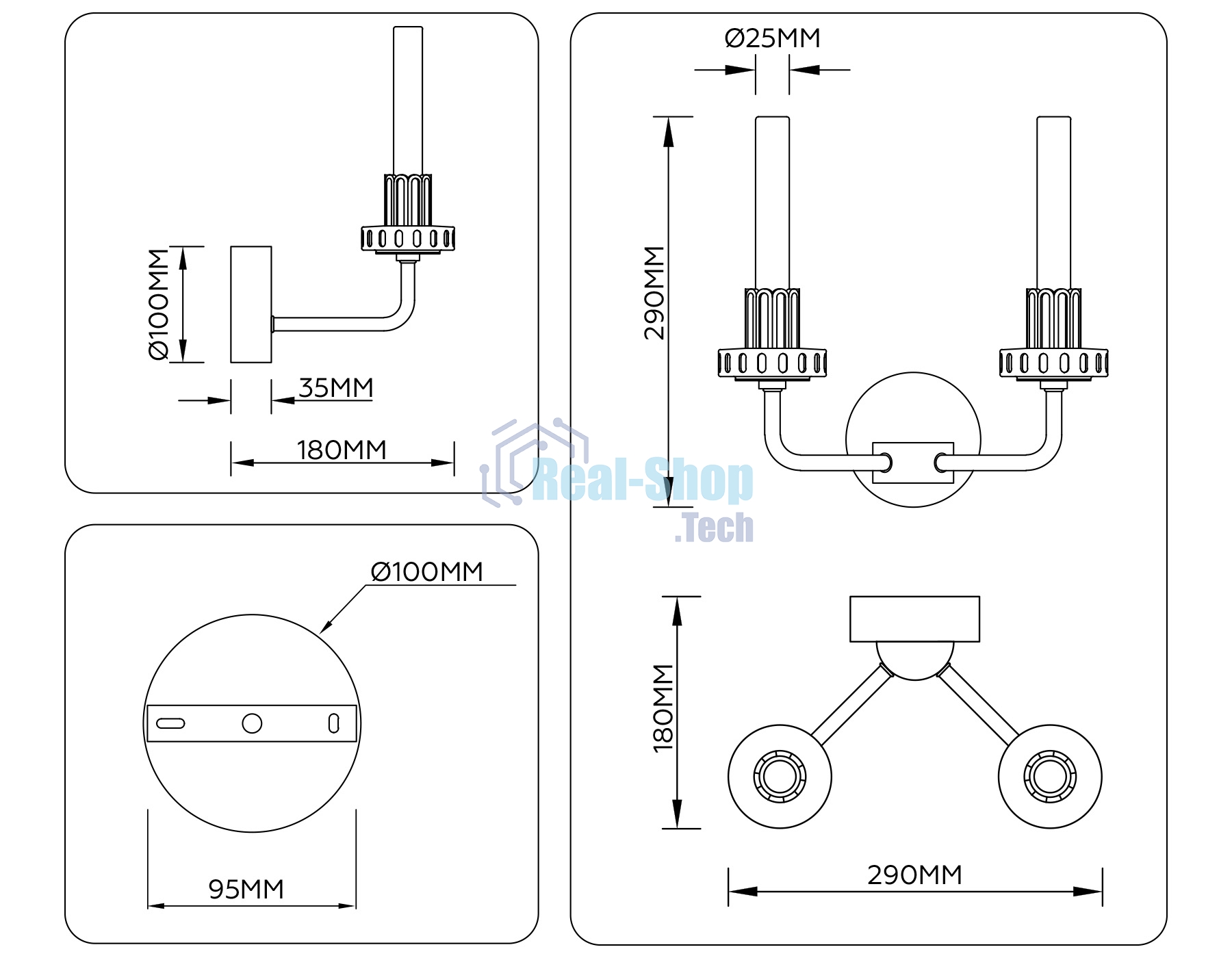 Светильник Ambrella light LH53130/2 GD/WH/GB золото/белый/серо-синий 4W 3000K 290*180*290