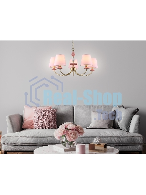 Люстра Ambrella light LH75024/5 GD/PI золото/розовый E14/5 max 40W D700*780