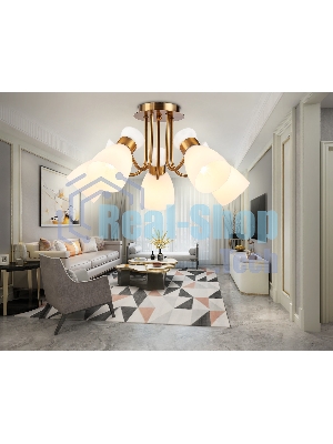 Светильник Ambrella light TR3218/5 GD/FR золото/белый матовый E27*5 max 40W D580*290
