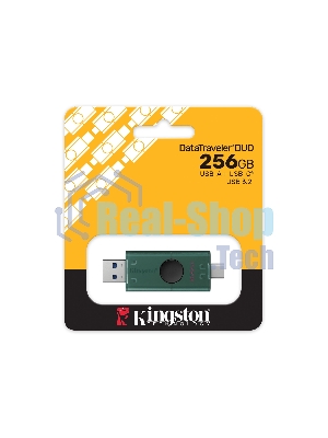 Флешка USB Kingston DataTraveler Duo (DTDEG2/256Gb), 256Gb, USB3.2/Type-C, R/W 150/60, зеленая