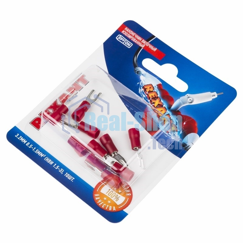 Наконечник вилочный Rexant изолированный, 3.2 мм, 0.5-1.5 мм², НВи 1.5-3/НВи 1,25-3/SV1.25-3, красный, в упак. 10 шт.