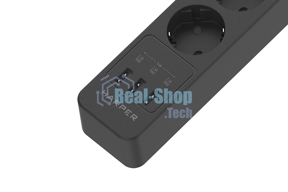 Удлинитель с USB зарядкой Harper UCH-330 White