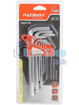 Набор ключей PATRIOT SKH-9L, шестигранные с шаром, длинные, 1,5-10мм, CRV, 9 шт