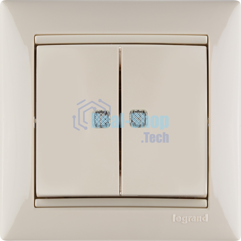 Выключатель двухклавишный Legrand Valena 774328 с подсветкой, крем