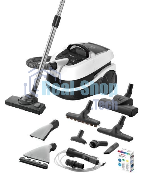 Пылесос Bosch BWD421PRO белый/черный, 230/2100 Вт, уборка влажная/сухая, пылесборник мешок/контейнер 5 л