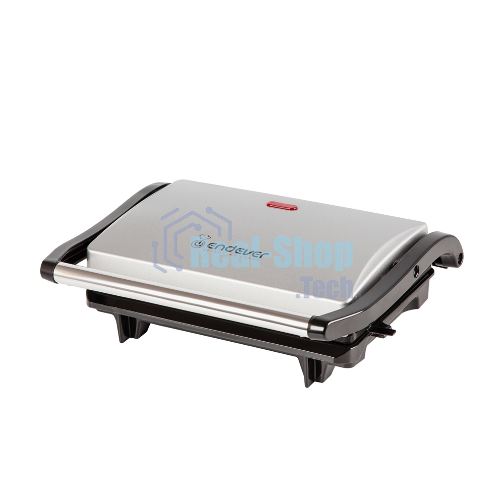 Гриль электрический Endever Grillmaster 115, 1500 Вт, авто терморегулятор, антипригарное покрытие, индикатор нагрева, серебристый/черный