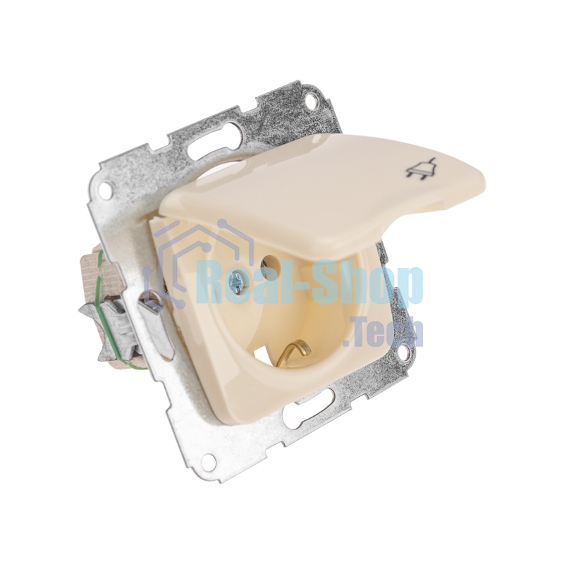 Розетка Kranz 1-ая керамика с/з с крышкой DEA с/у 16А мех. бежевый