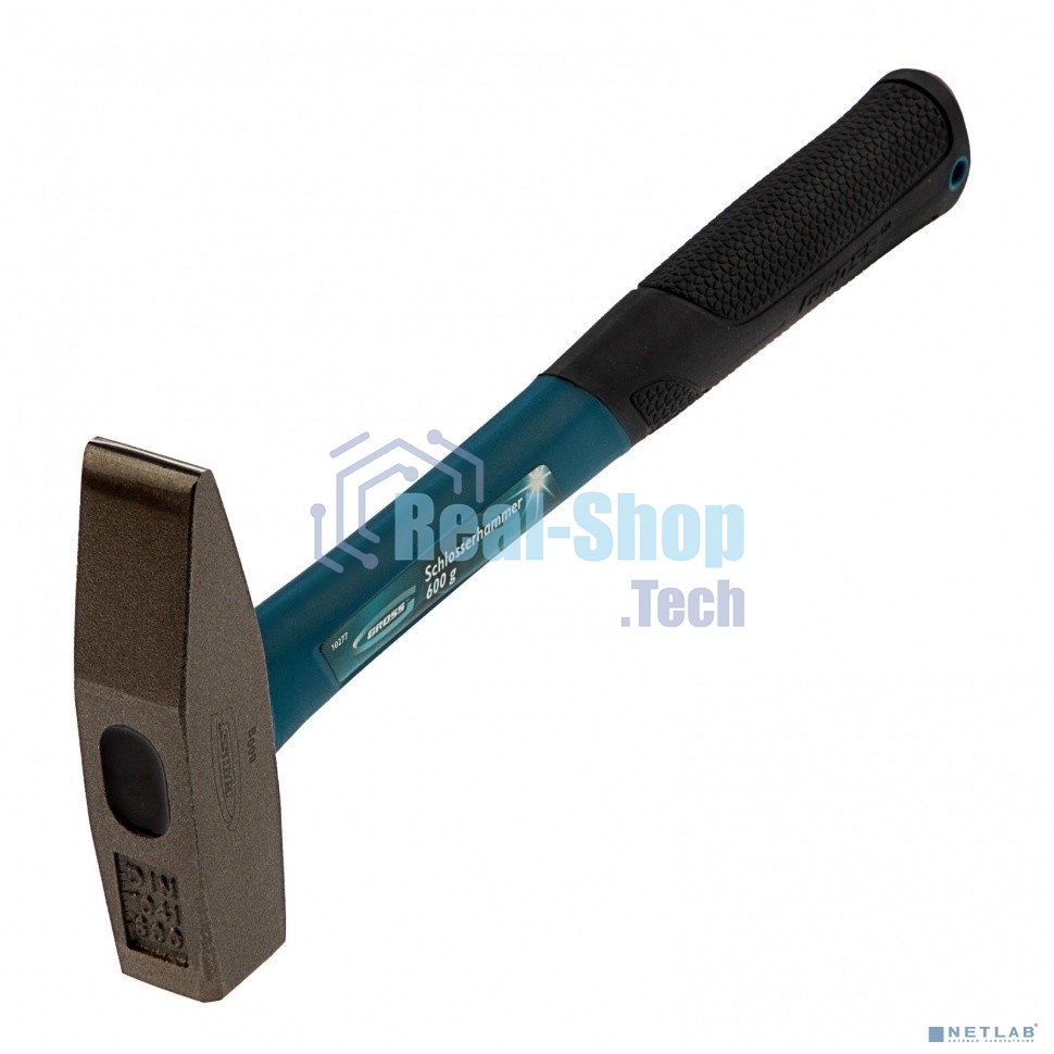 Молоток слесарный Gross 10277 600г, квадратный боек фибергласовая обрезиненная рукоятка