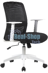 Кресло компьютерное Cactus CS-WMC333-BK черный, сиденье черный, сетка/ткань, низк.спин. крестов. пластик, пластик белый