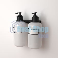 Держатель дозатора для жидкого мыла и шампуней Rexant на 2 флакона настенный, черный