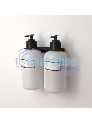 Держатель дозатора для жидкого мыла и шампуней Rexant на 2 флакона настенный, черный