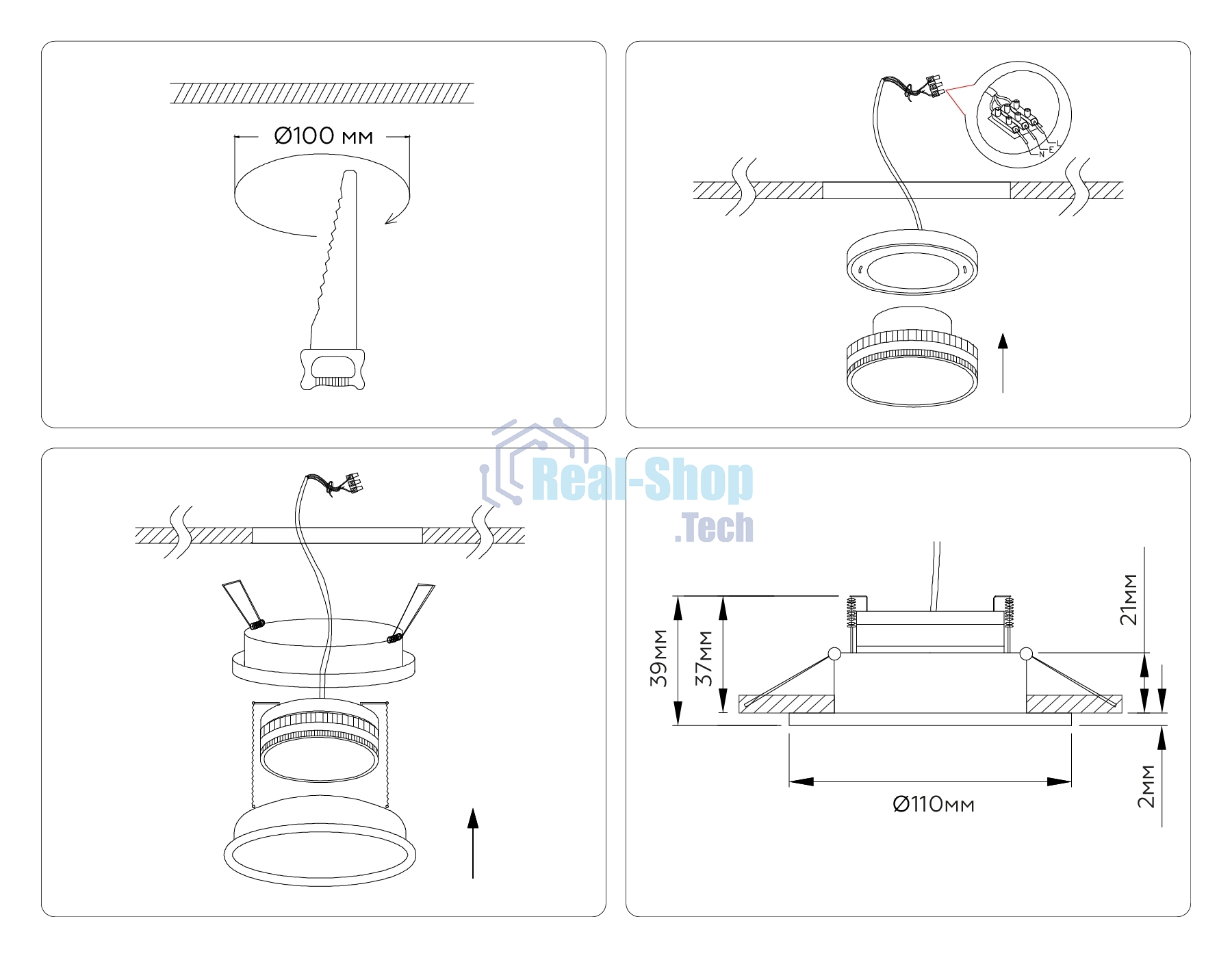 Светильник Ambrella light TN51823 BK черный GX53 max 15W D110*39
