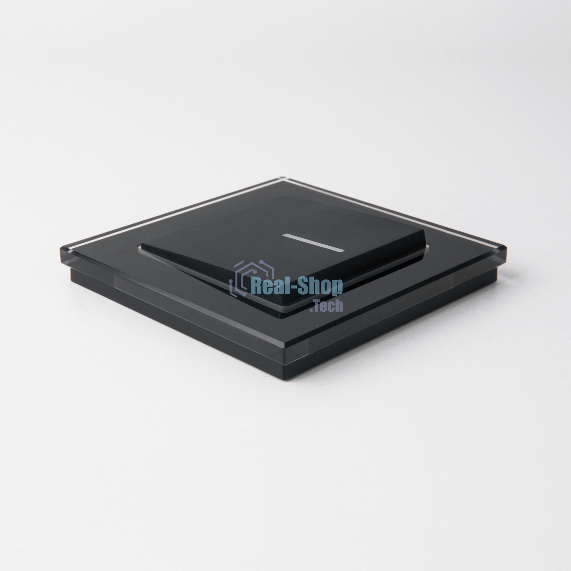 Выключатель одноклавишный с подсветкой (черный матовый)