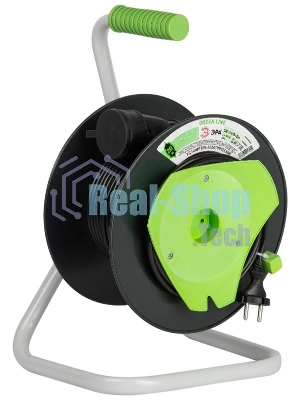 Удлинитель силовой на пластиковой катушке 1 розетка 20м ЭРА GREEN LINE GAZ-2x0.75-20m Greenline без заземления ПВС 2x0.75мм2
