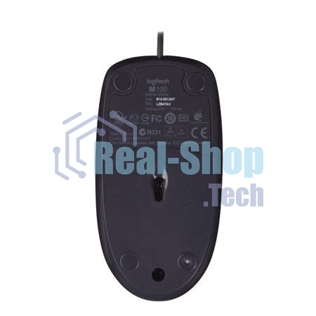 Мышь проводная Logitech M100/100R DARK/GREY (темно-серая/черная), 1000 dpi, USB, кнопки - 3