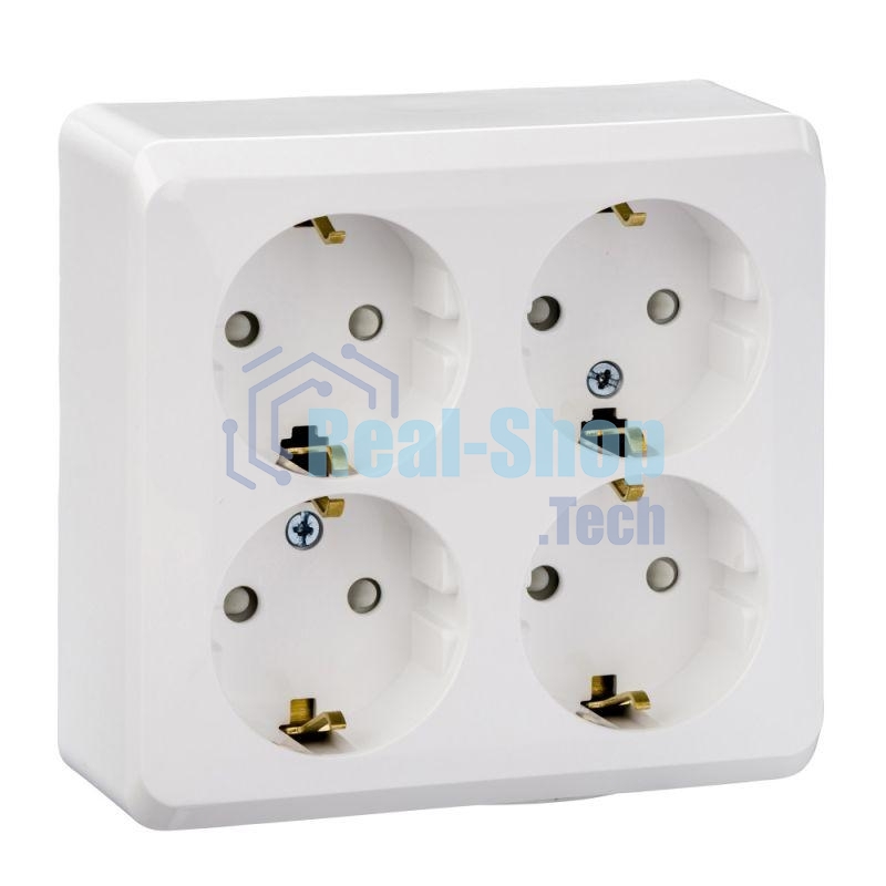 Розетка 4-м ОП Этюд 16А 250В защ. шторки с заземл. белый SchE PA16-208B