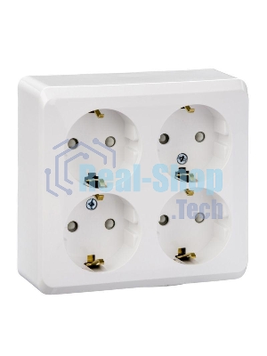 Розетка 4-м ОП Этюд 16А 250В защ. шторки с заземл. белый SchE PA16-208B