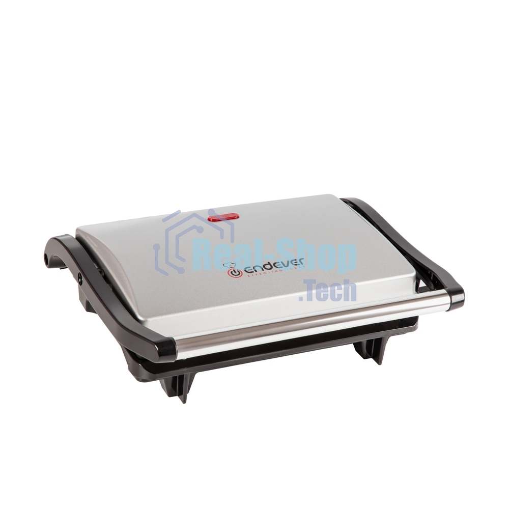 Гриль электрический Endever Grillmaster 115, 1500 Вт, авто терморегулятор, антипригарное покрытие, индикатор нагрева, серебристый/черный