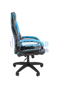 Кресло игровое Chairman game 16 экопремиум, черный/голубой