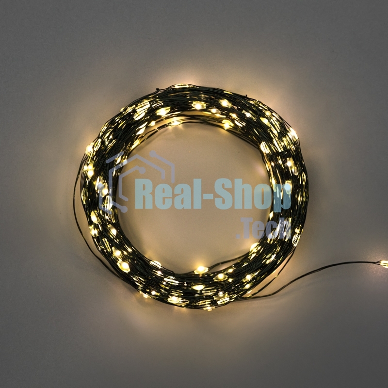 Гирлянда Neon-night Роса с контроллером 20м, 200 LED, IP20, 230В, зеленый провод, теплое белое свечение