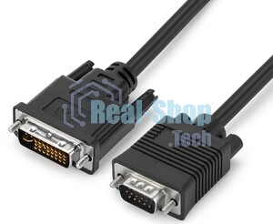 Переходник GoPower DVI-I (m)-VGA (m) 1м черный Premium Zip-Lock c подвесом (1/200)