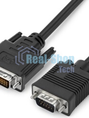 Переходник GoPower DVI-I (m)-VGA (m) 1м черный Premium Zip-Lock c подвесом (1/200)