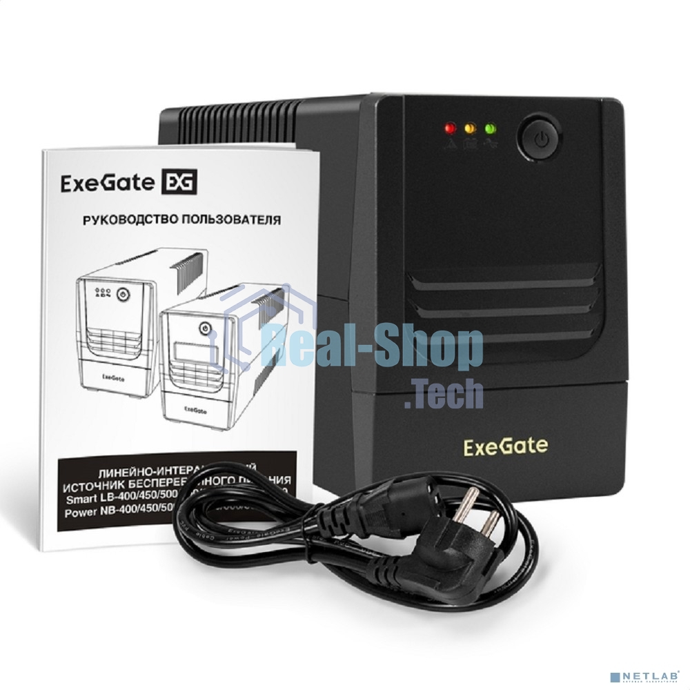 Источник бесперебойного питания ExeGate Power NB-800.LED.AVR.4C13 (800VA/480W, LED, AVR, 4*C13, батарея 12V 9Ah, Black)