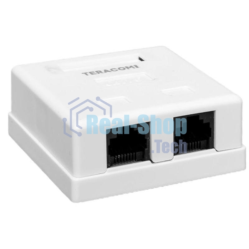 Розетка настенная TERACOM PRO Cat.6 неэкранированная 2 порта RJ-45 Dual IDC белая