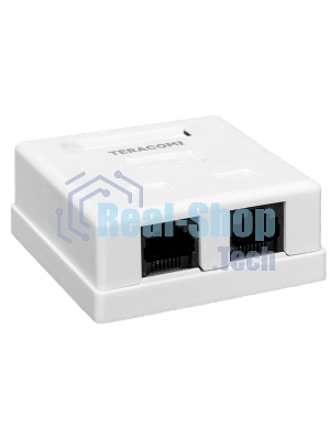 Розетка настенная TERACOM PRO Cat.6 неэкранированная 2 порта RJ-45 Dual IDC белая