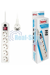 Сетевой фильтр Buro 500SH-1.8-W 1.8 м (5 розеток) белый (коробка)