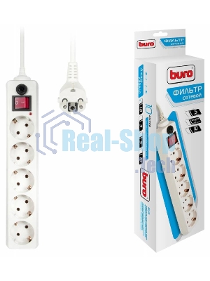 Сетевой фильтр Buro 500SH-1.8-W 1.8 м, 5 розеток, белый, коробка