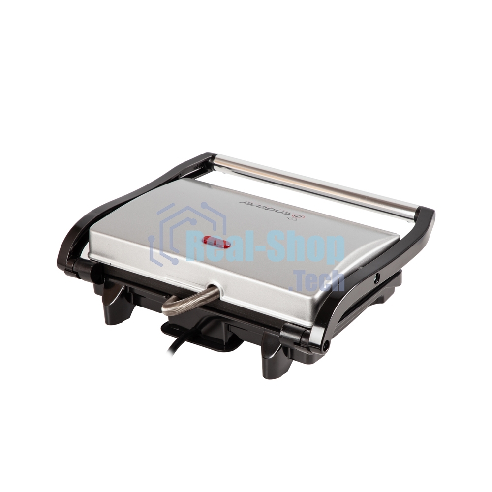 Гриль электрический Endever Grillmaster 115, 1500 Вт, авто терморегулятор, антипригарное покрытие, индикатор нагрева, серебристый/черный