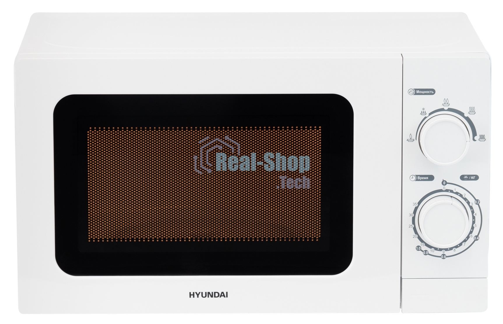 Микроволновая печь Hyundai HYM-M2064 белый, 20 л, 700 Вт, переключатели - поворотный механизм