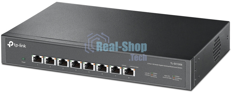 Коммутато TP-Link 8-port Desktop/Rackmount 10G Unmanaged Switch, 8 100/1G/2.5G/5G/10G RJ-45 ports,  1 Fan with intelligent speed control, 100-240 VAC, 50/60 Hz.