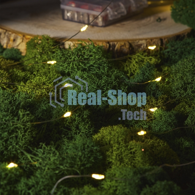 Гирлянда Neon-night Роса с контроллером 20м, 200 LED, IP20, 230В, зеленый провод, теплое белое свечение