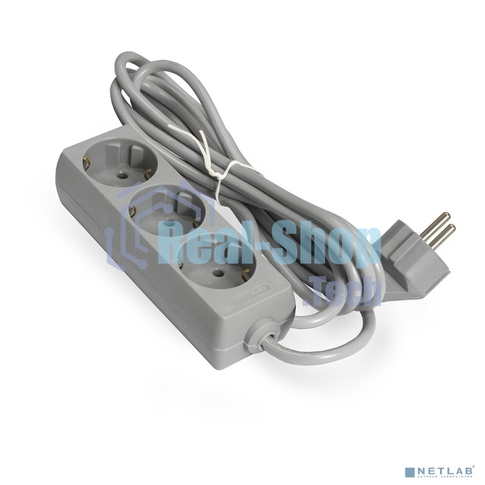 Удлинитель ExeGate EX285808RUS ECE-3-5G (3 евророзетки с заземлением, 5 м, серый)