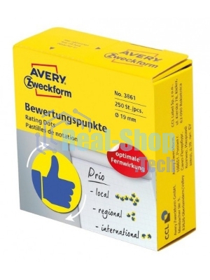 Этикетки Avery Zweckform 3861 250шт на листе диаметр 19мм/70г/м2/желтый самоклей. универсальная (упак.:1рул)