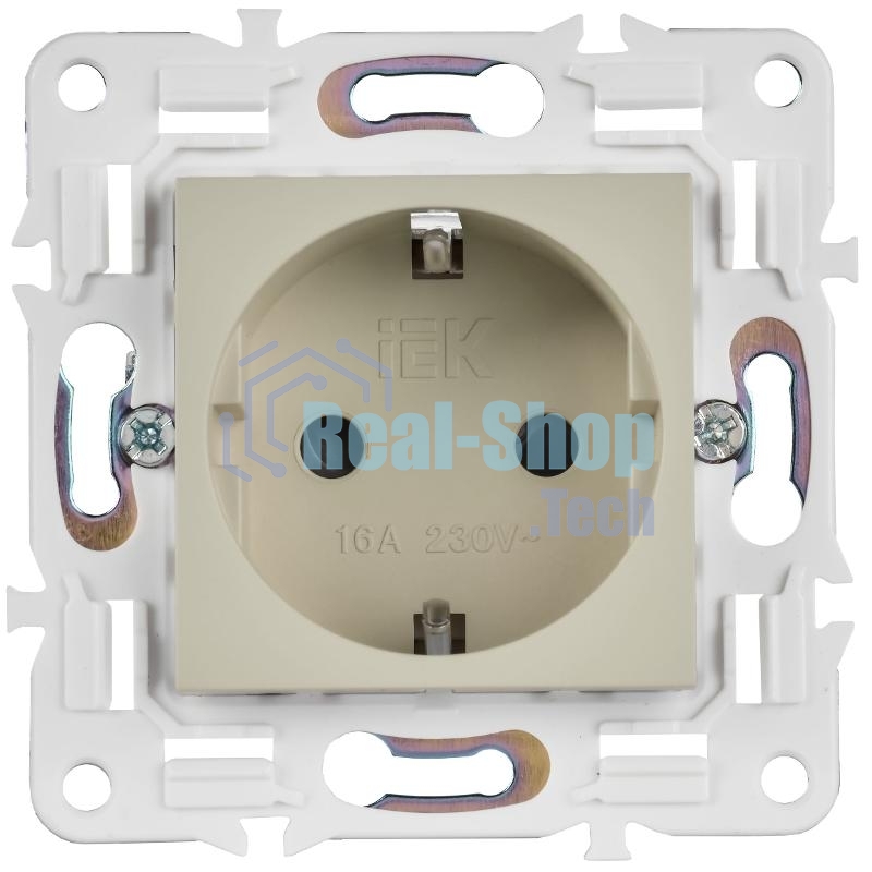 Розетка IEK SKANDY SK-R04B (SK-R14-16-K10) с заземлением, с защитными шторками 16А, бежевый