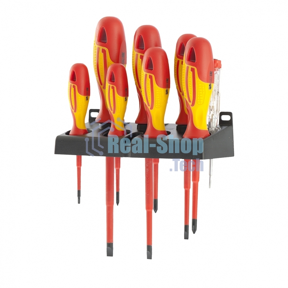 Набор отверток GROSS 12950 диэлектрических до 1000в тестер crmo двухкомпонентные рукоятки (8шт.)