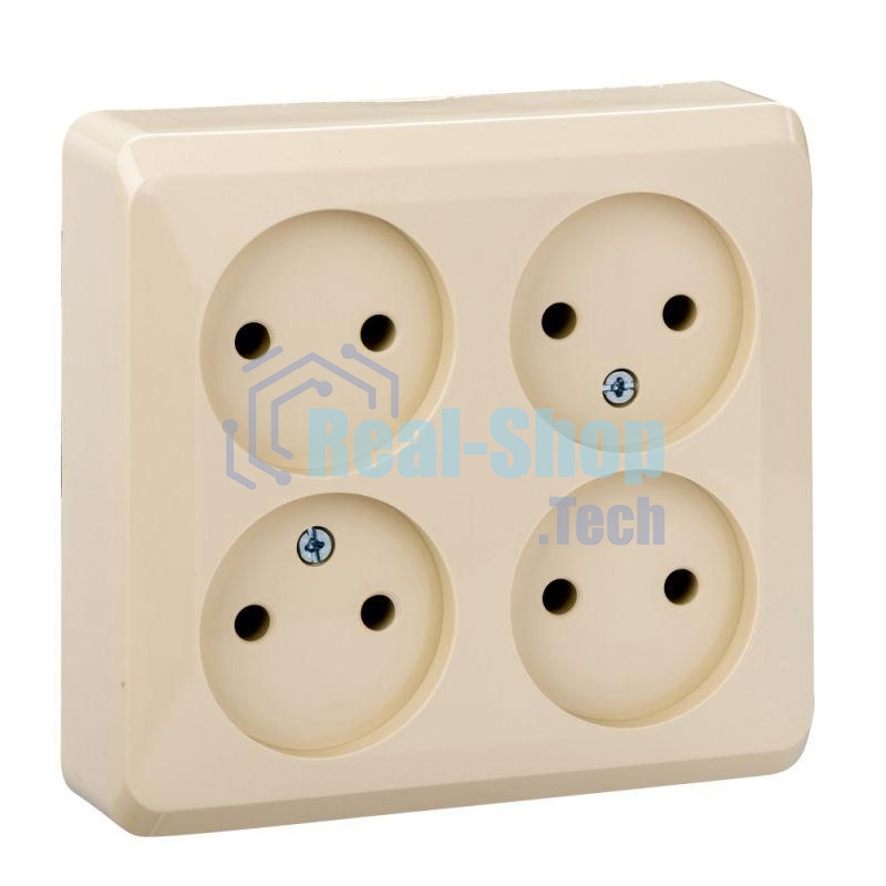 Розетка 4-м ОП Этюд 16А IP20 без заземл. крем. SchE PA16-205K