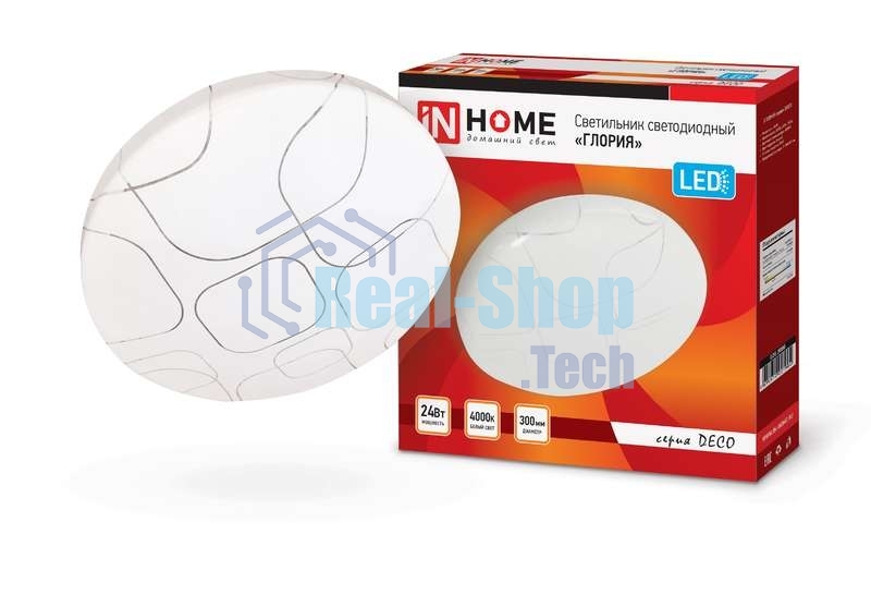 Светильник светодиодный DECO ГЛОРИЯ 24Вт 230В 4000К 1560лм 300мм IN HOME 4690612021904