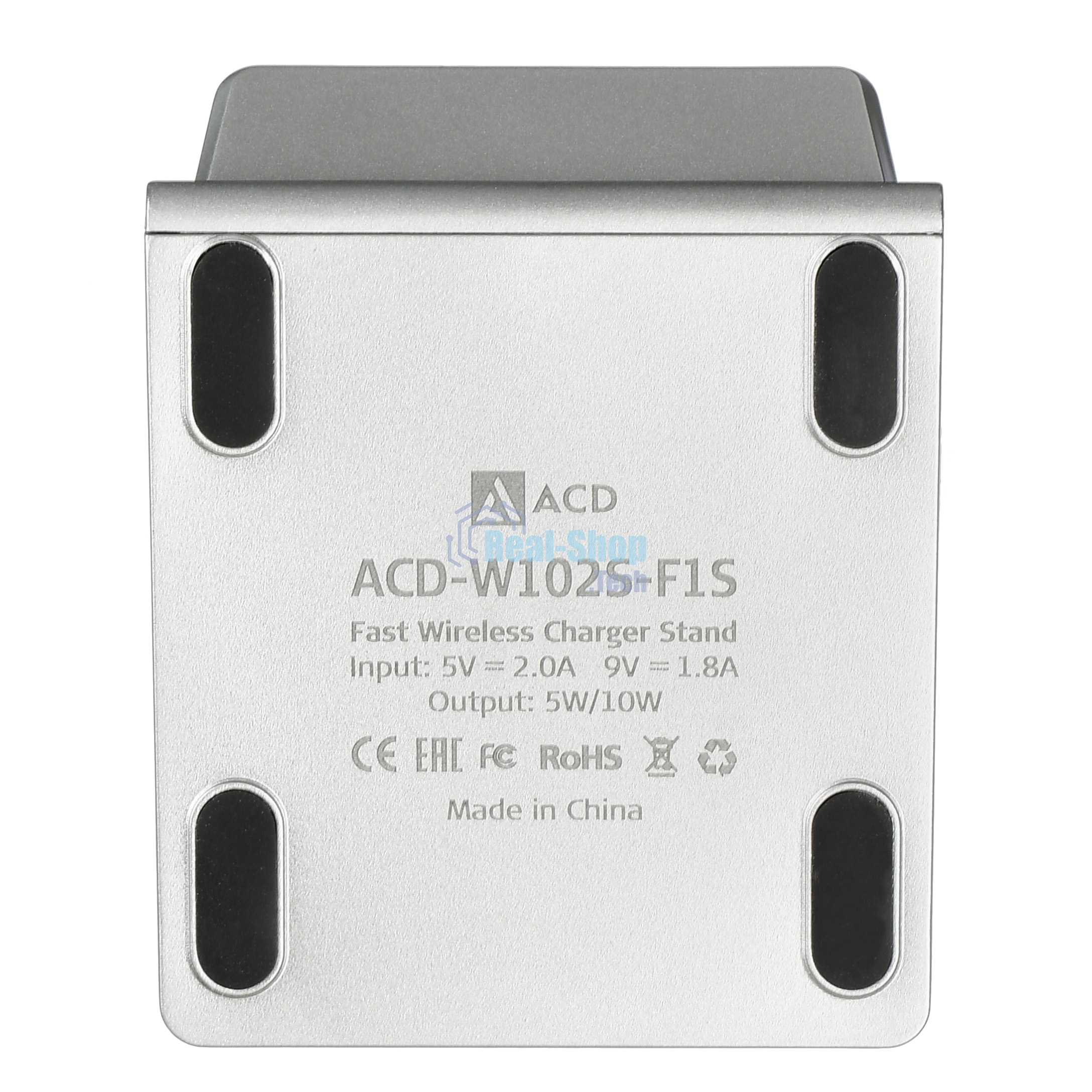 Сетевое зарядное устройство ACD-W102S-F1S 10Вт, беспроводная Qi, 2-катушки с QC, 5В/2А ~ 9В/1,8А RTL