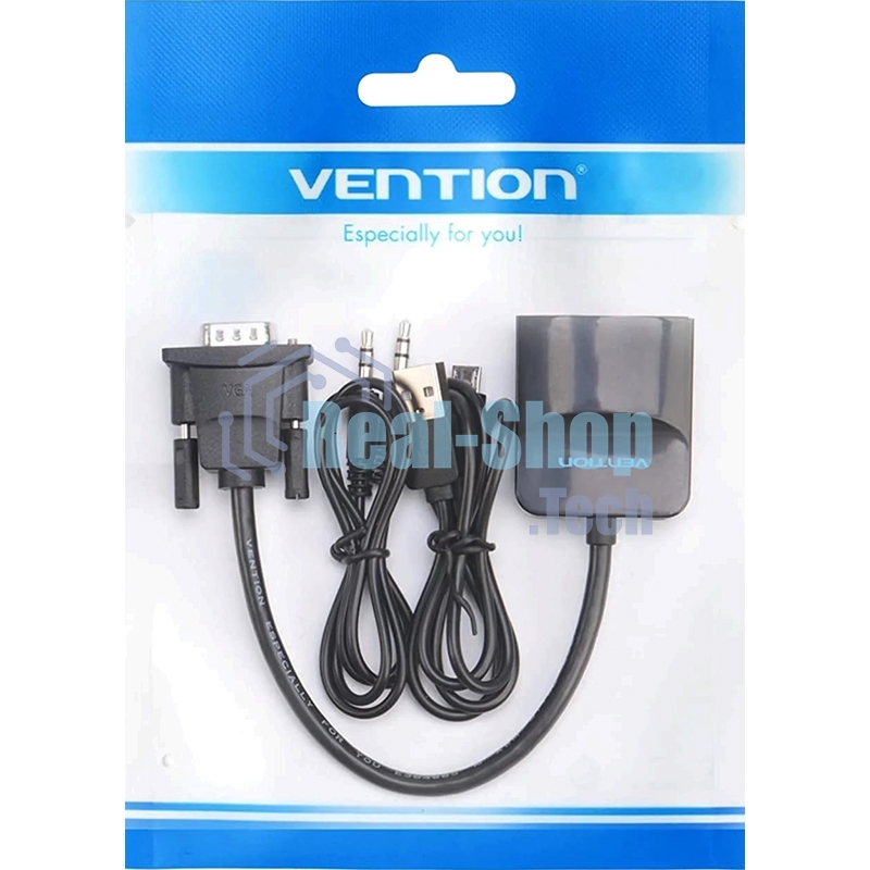 Мультимедиа конвертер Vention VGA + аудио > HDMI, гибкий, черный