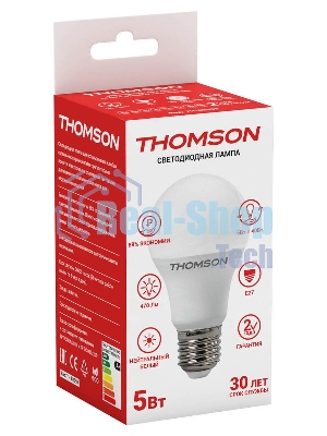 Лампа cветодиодная LED Thomson TH-B2098 E27, груша, 5Вт, 4000К, белый нейтральный, 1 шт.
