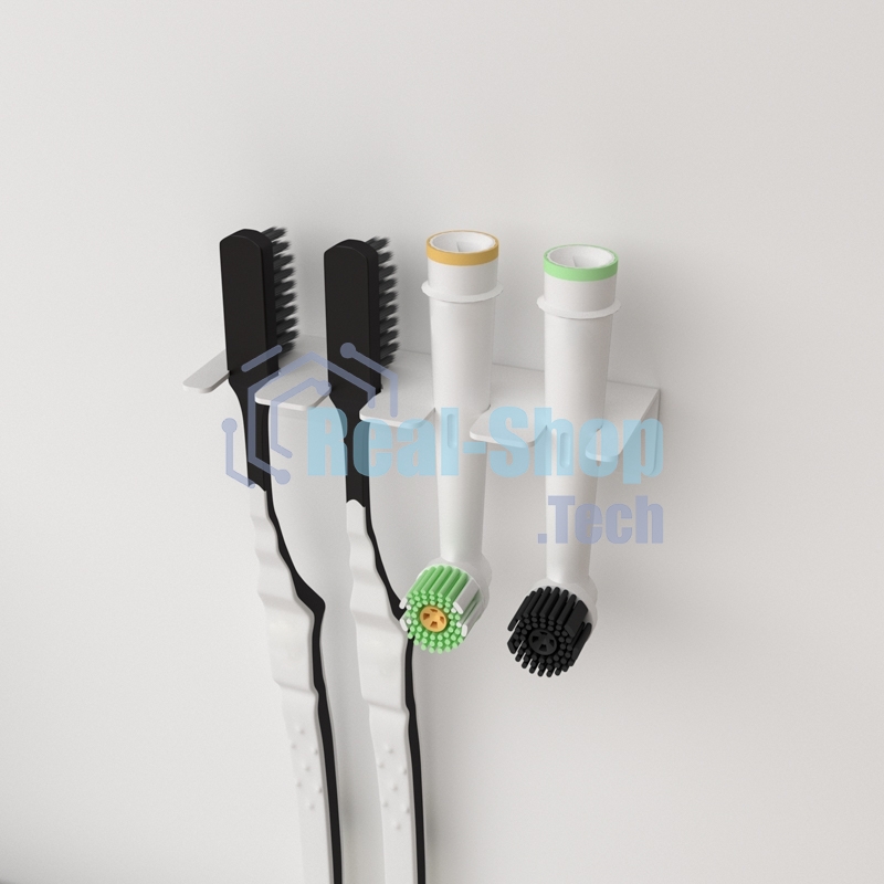 Держатель Rexant для хранения зубных щеток и насадок, монтаж без сверления, белый