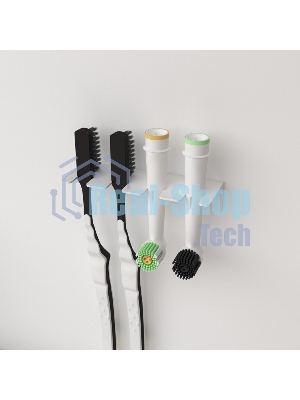 Держатель Rexant для хранения зубных щеток и насадок, монтаж без сверления, белый