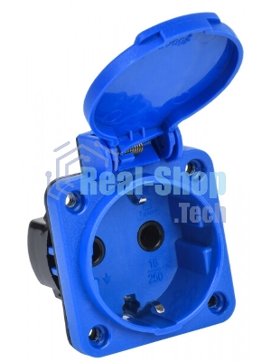 Розетка панельная IEK MAGNUM PSN71-016-3-2-44-K07 2P+PE 16А IP44 РП11-3 с защ. крышкой с заземл. син.