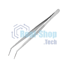 Пинцет изогнутый, узкий, фиксатор, рифленый 155 мм ПРОФИ