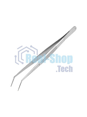 Пинцет изогнутый, узкий, фиксатор, рифленый 155 мм ПРОФИ